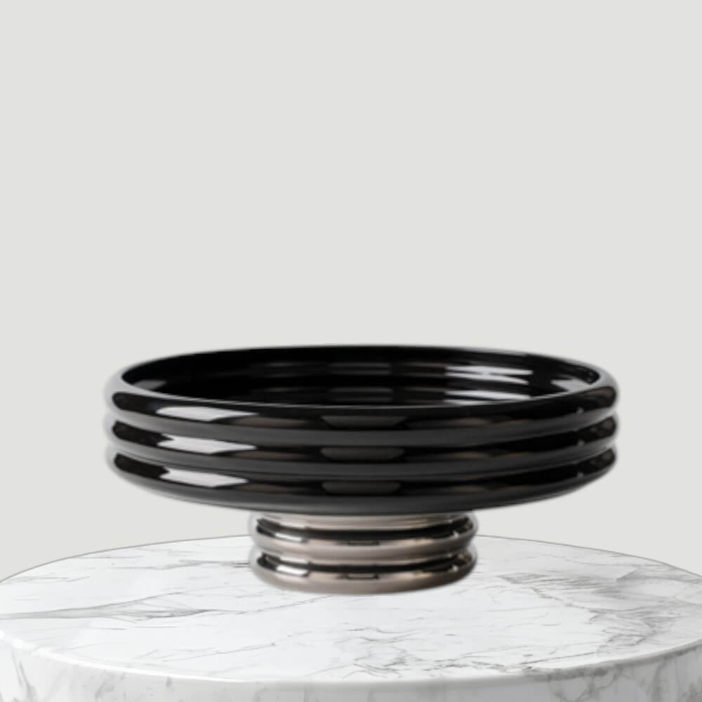 ถาดตกแต่งบ้าน YFACTORY ST118419 ขนาด 26X10 ซม. สีดำ/สีเงิน