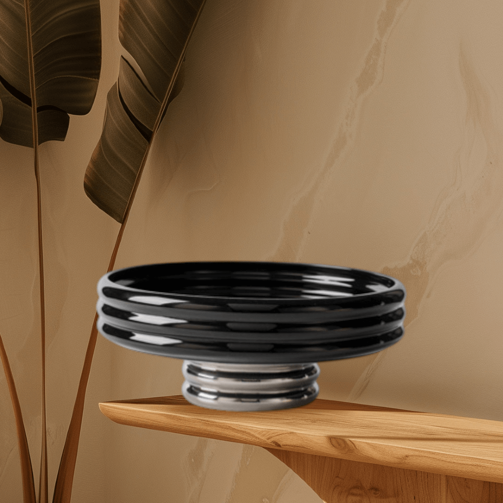 ถาดตกแต่งบ้าน YFACTORY ST118419 ขนาด 26X10 ซม. สีดำ/สีเงิน