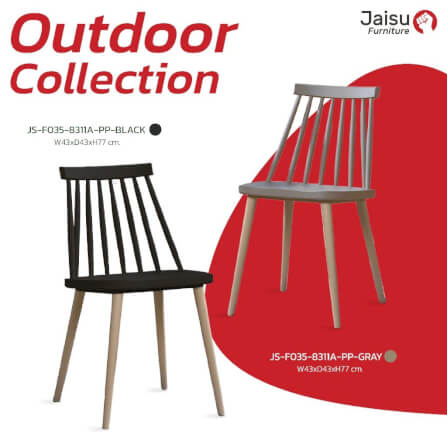 เก้าอี้พลาสติกมีพนักพิง Jaisu รุ่น 8311A ขนาด 77 ซม. สีเทา_5