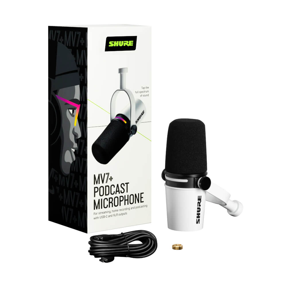 ไมโครโฟนพอดแคสต์ บันทึกเสียง Shure MV7+ (สีขาว)