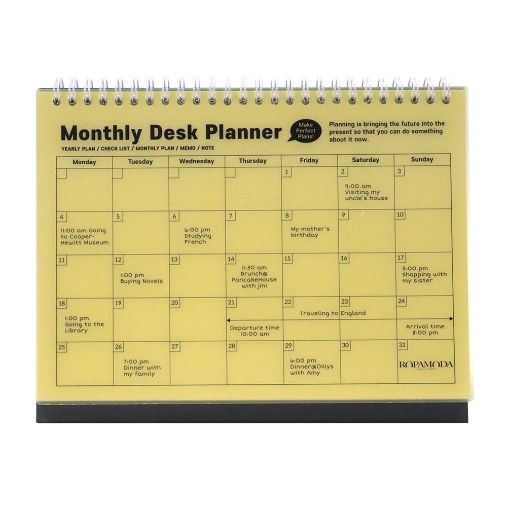 สมุดแพลนเนอร์แบบตั้งโต๊ะ Ropamoda month Desk planner สีเหลือง