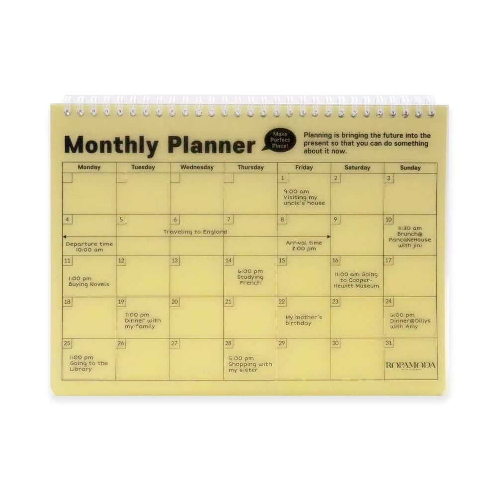 สมุดแพลนเนอร์ PP month planner สีเหลือง