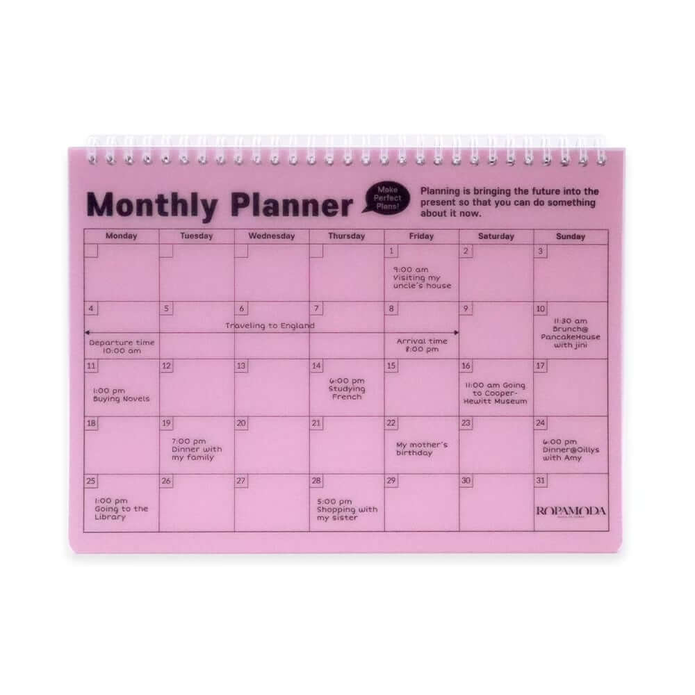 สมุดแพลนเนอร์ PP month planner สีชมพู