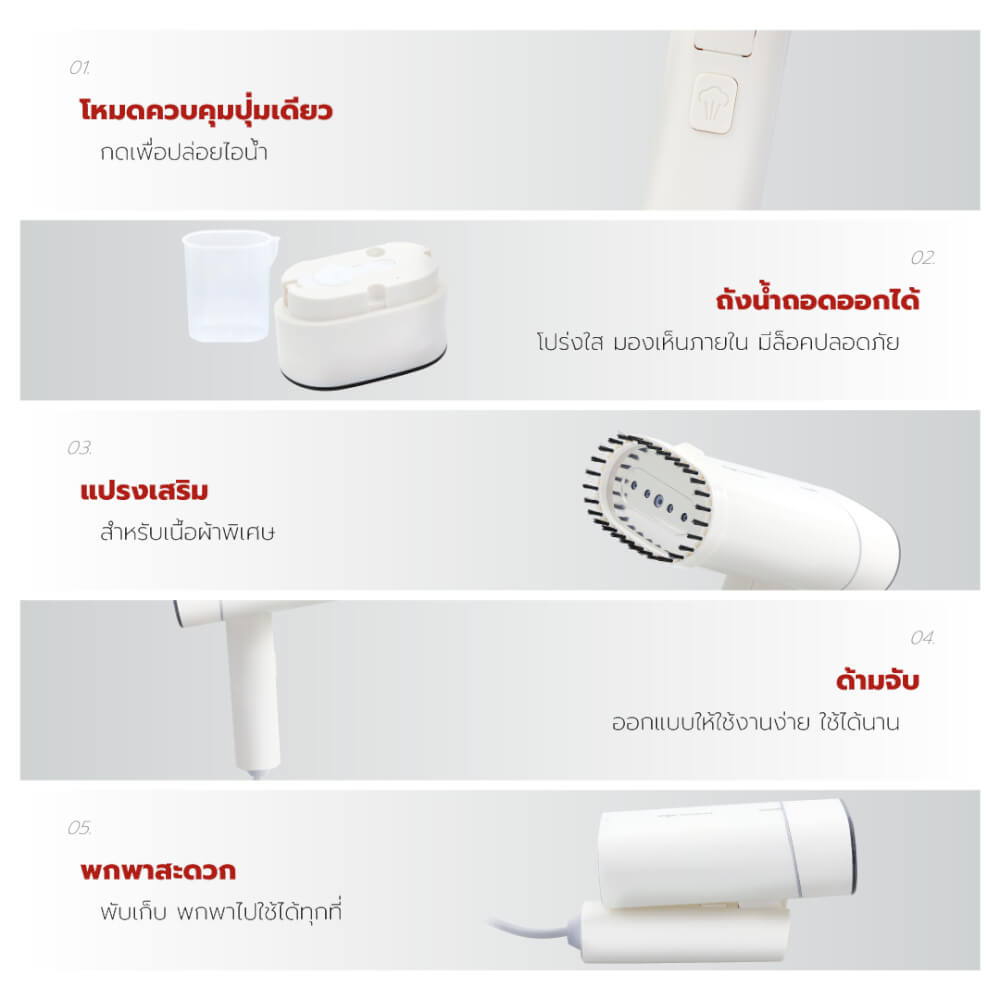 เตารีดไอน้ำ OXYGEN รุ่น HD-207 สีขาว