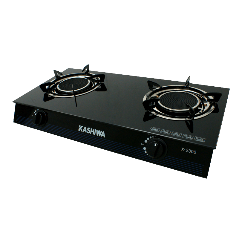 ชุดเซต เครื่องดูดควัน + เตาแก๊ส 2หัว KASHIWA PSD-203D + X-2300 + ชุดหัวปรับแรงดันต่ำ