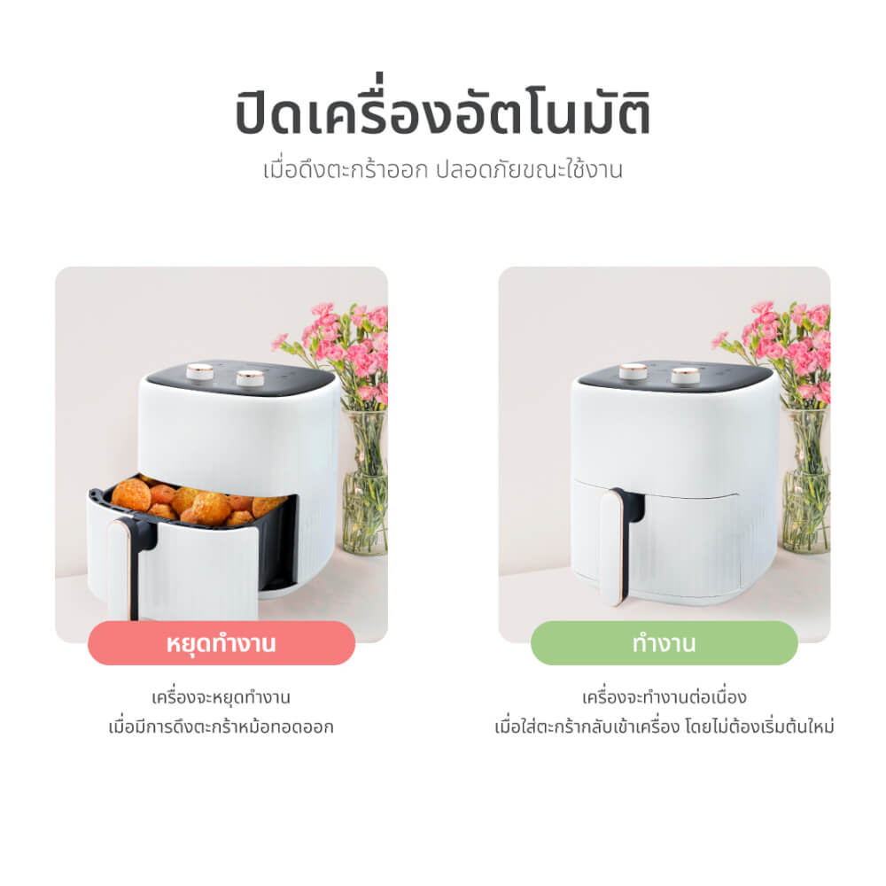 หม้อทอดไร้น้ำมัน OXYGEN รุ่น KW-835 ขนาด 6 ลิตร สีขาว