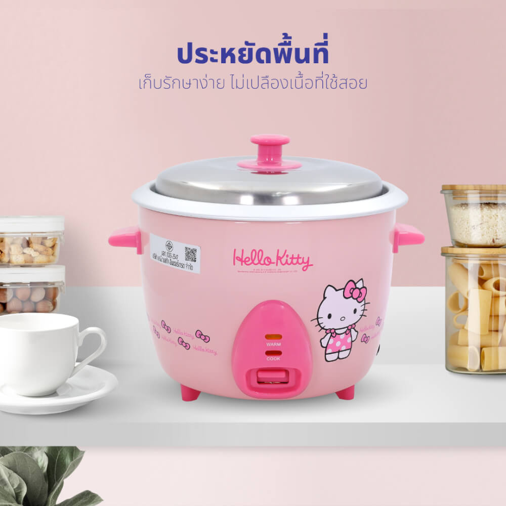 หม้อหุงข้าว HELLO KITTY KASHIWA รุ่น RC-818 ขนาด 1.8 ลิตร สีชมพู