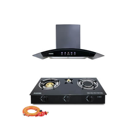 ชุดเซต เครื่องดูดควัน + เตาแก๊ส 3 หัว KASHIWA PSD-309H + X-3600-A + ชุดหัวปรับแรงดันต่ำ_0