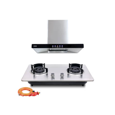 ชุดเซต เครื่องดูดควัน + เตาแก๊สฝัง 2 หัว KASHIWA PSD-203D + Q-5001 + ชุดหัวปรับแรงดันต่ำ_0