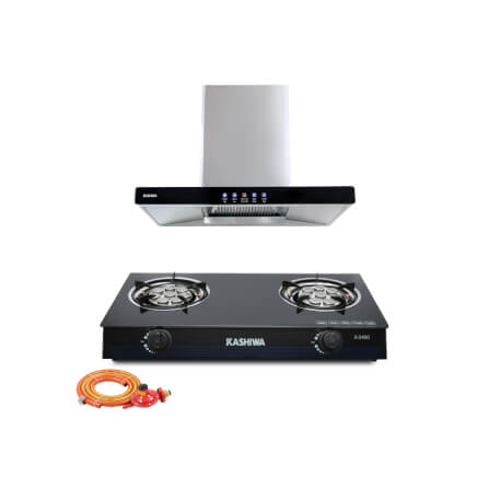 ชุดเซต เครื่องดูดควัน + เตาแก๊ส 2หัว KASHIWA PSD-203D + X-2400 + ชุดหัวปรับแรงดันต่ำ_0