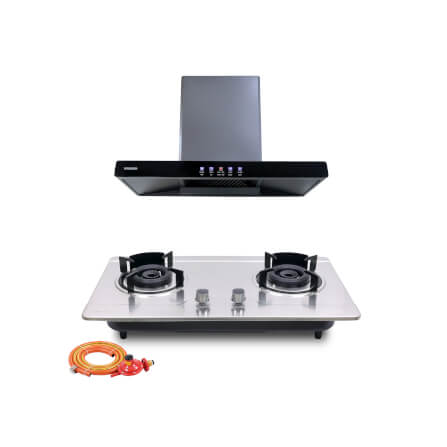 ชุดเซต เครื่องดูดควัน + เตาแก๊สฝัง 2 หัว KASHIWA PSD-204D + Q-5001 + ชุดหัวปรับแรงดันต่ำ_0