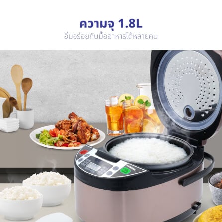 หม้อหุงข้าวดิจิตอล KASHIWA รุ่น RC-1802 ขนาด 1.8 ลิตร สีน้ำตาล_6