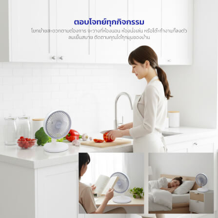 พัดลมตั้งโต๊ะ KASHIWA รุ่น TF-8 สีขาว_7