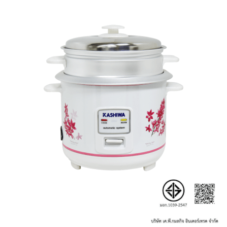 หม้อหุงข้าว KASHIWA รุ่น RC-114 ขนาด 1 ลิตร สีขาว/แดง_5
