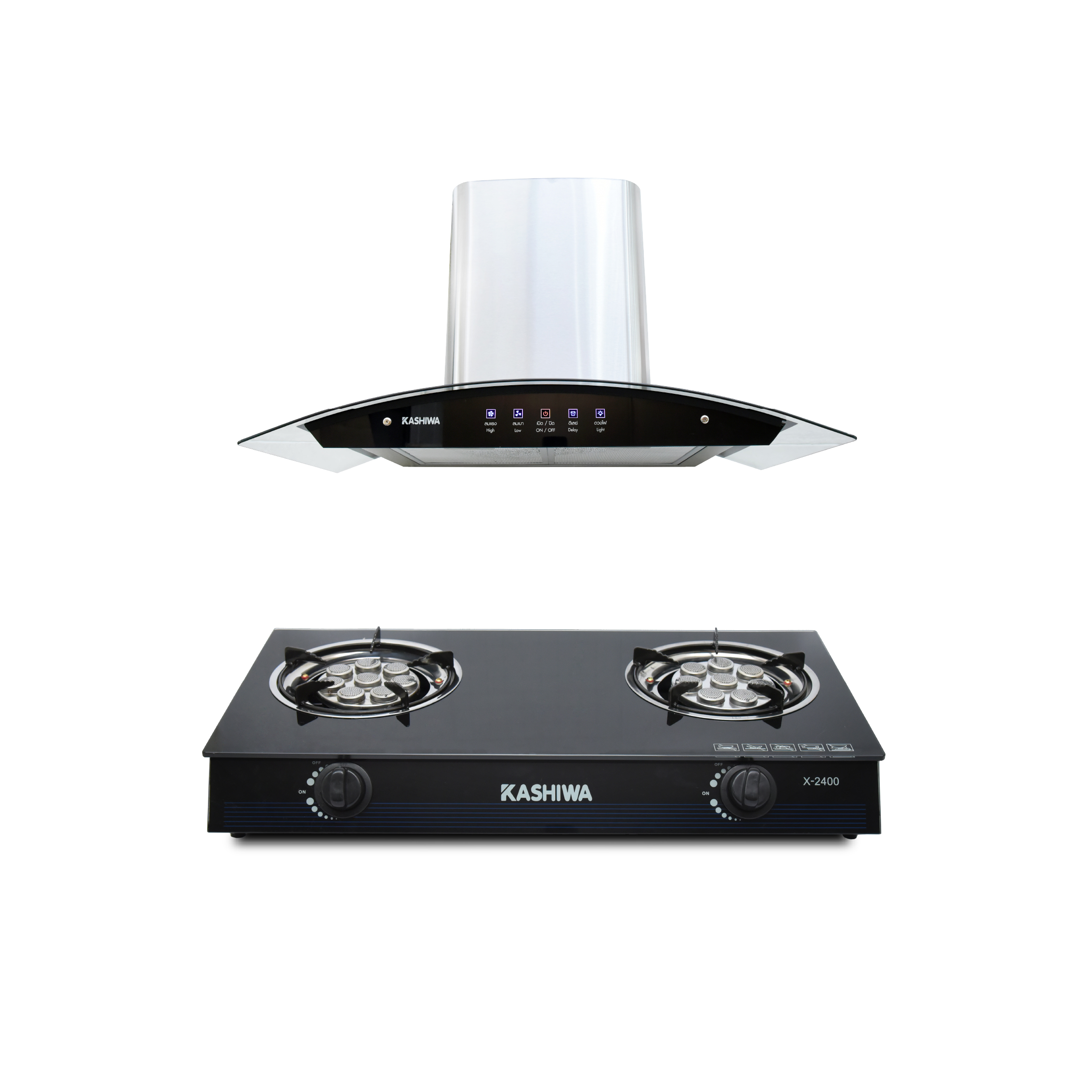 ชุดเซต เครื่องดูดควัน + เตาแก๊ส 2หัว KASHIWA PSD-308H + X-2400_0