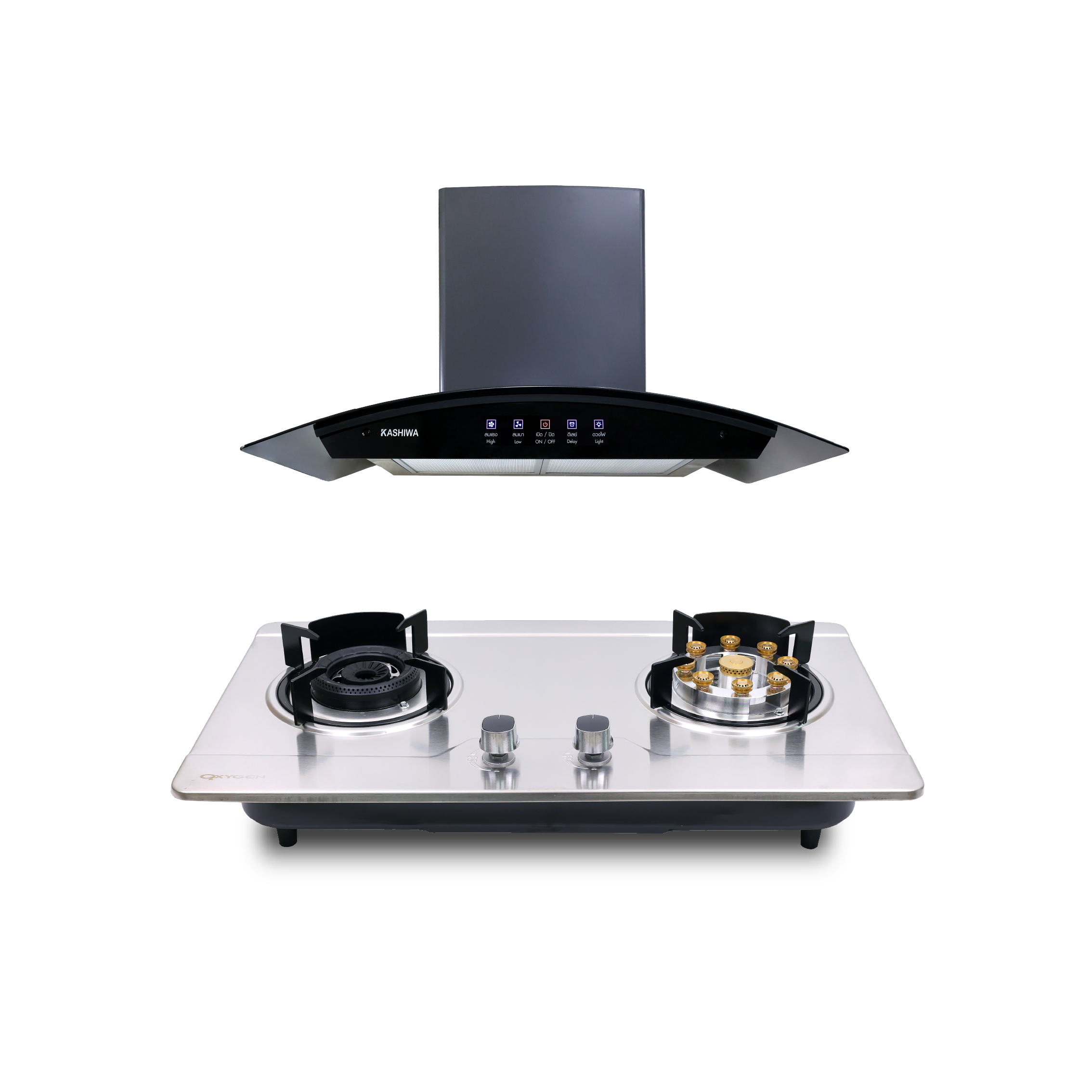 ชุดเซต เครื่องดูดควัน + เตาแก๊สฝัง 2 หัว KASHIWA PSD-309H+ Q-5006_0