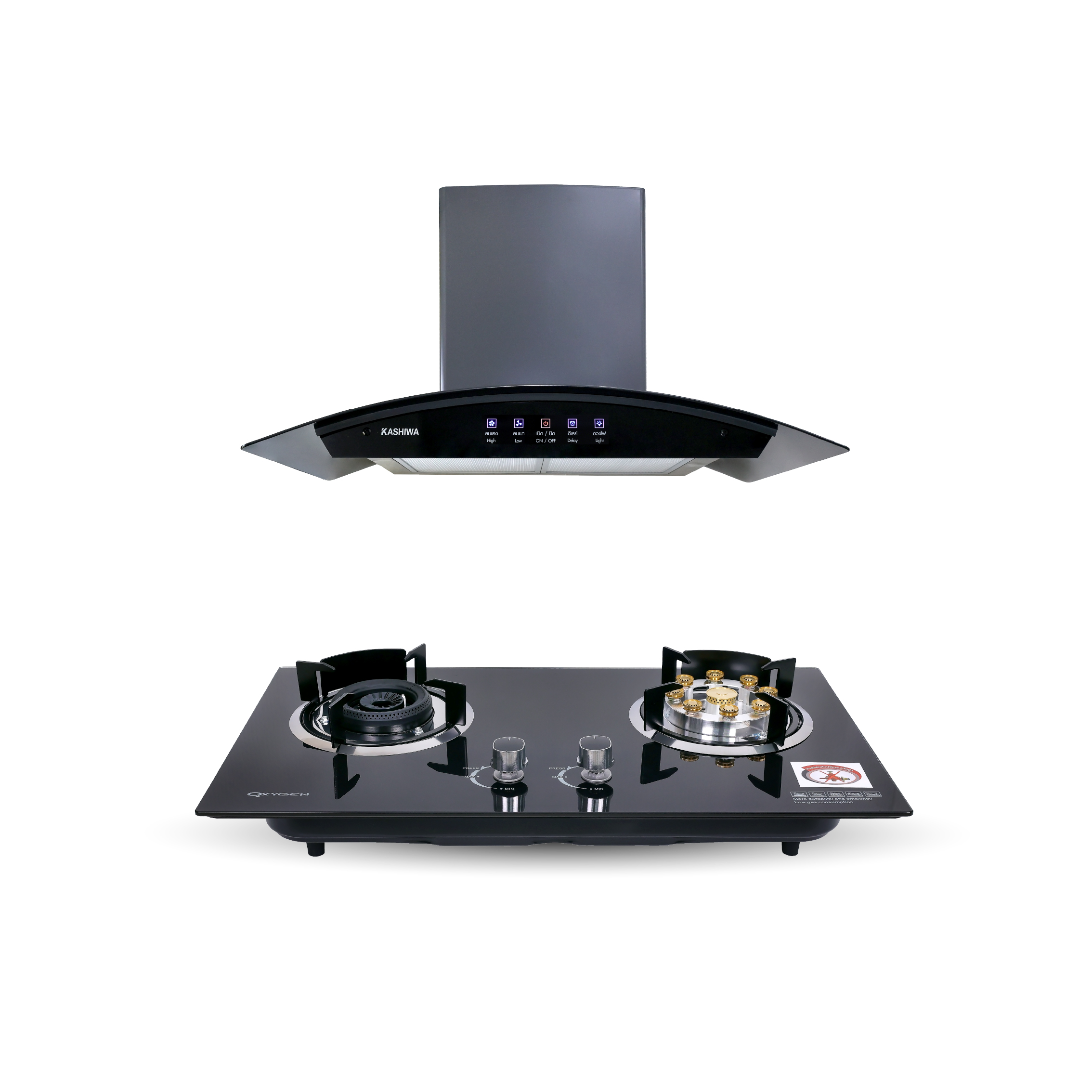ชุดเซต เครื่องดูดควัน + เตาฝังแก๊ส 2 หัว KASHIWA PSD-309H+ X-5600 _0