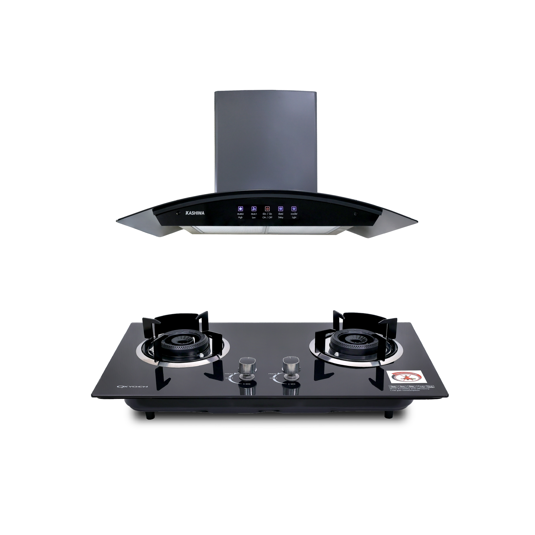 ชุดเซต เครื่องดูดควัน + เตาฝังแก๊ส 2 หัว KASHIWA PSD-309H+ X-5100_0