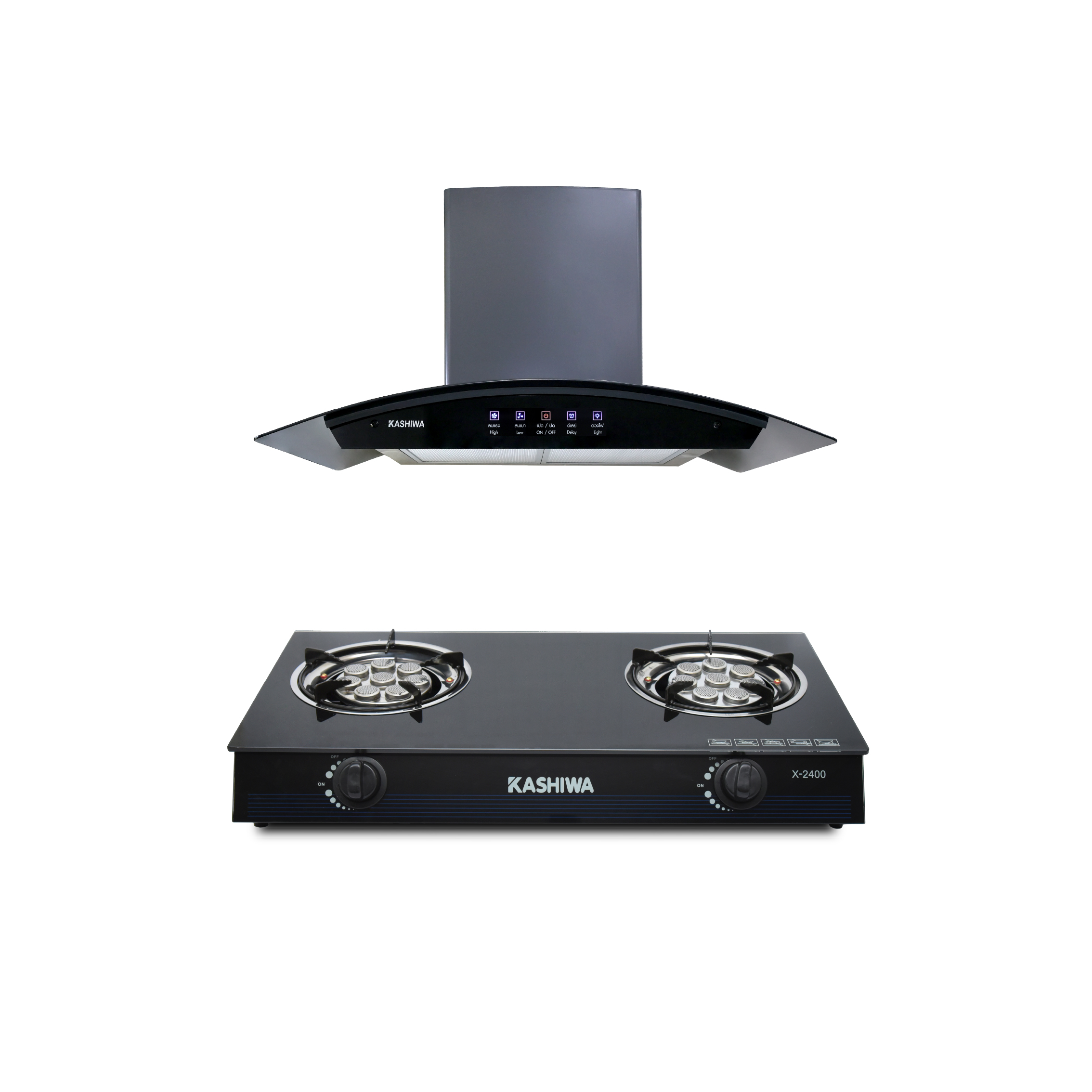 ชุดเซต เครื่องดูดควัน + เตาแก๊ส 2 หัว KASHIWA PSD-309H + X-2400_0