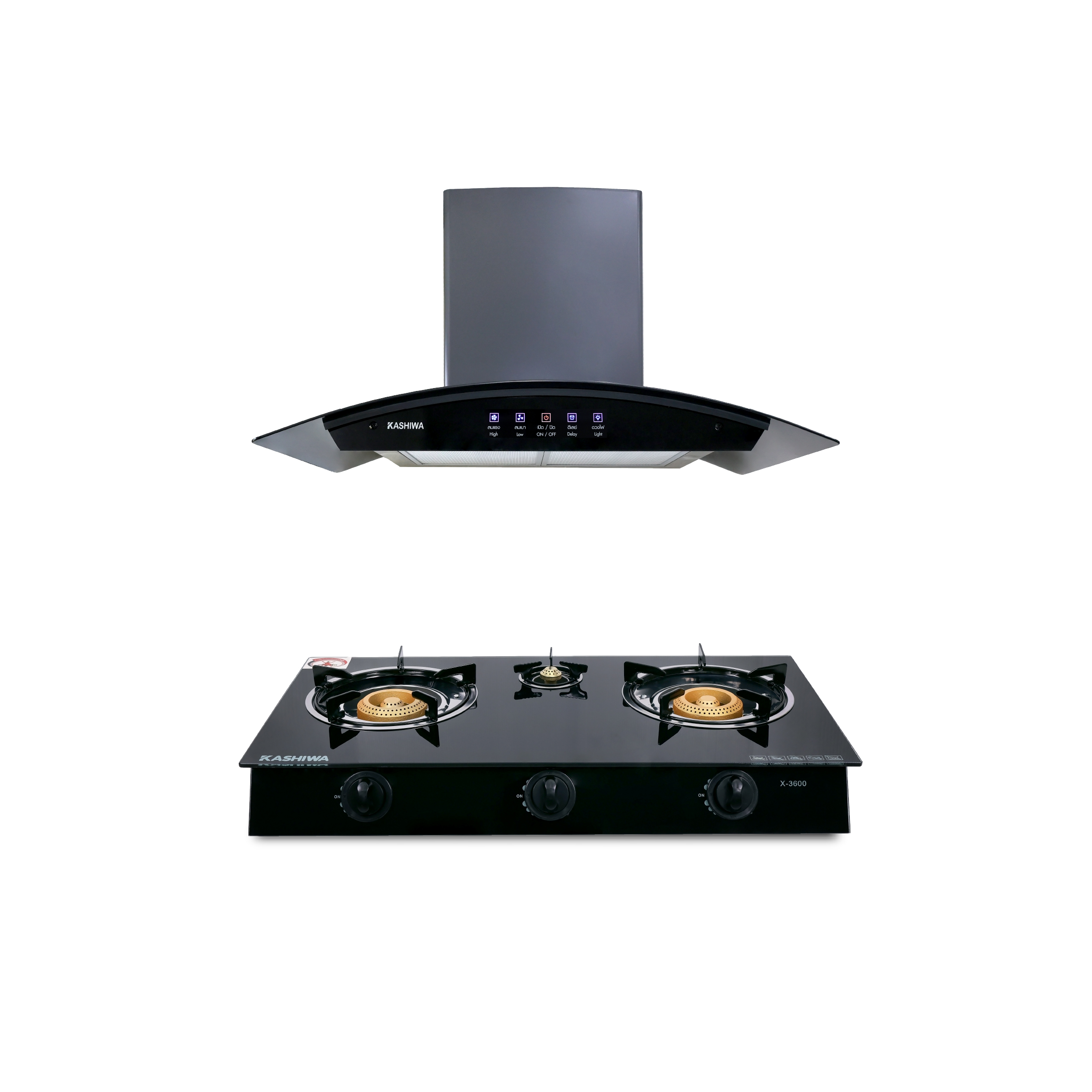 ชุดเซต เครื่องดูดควัน + เตาแก๊ส 3 หัว KASHIWA PSD-309H + X-3600-B_0