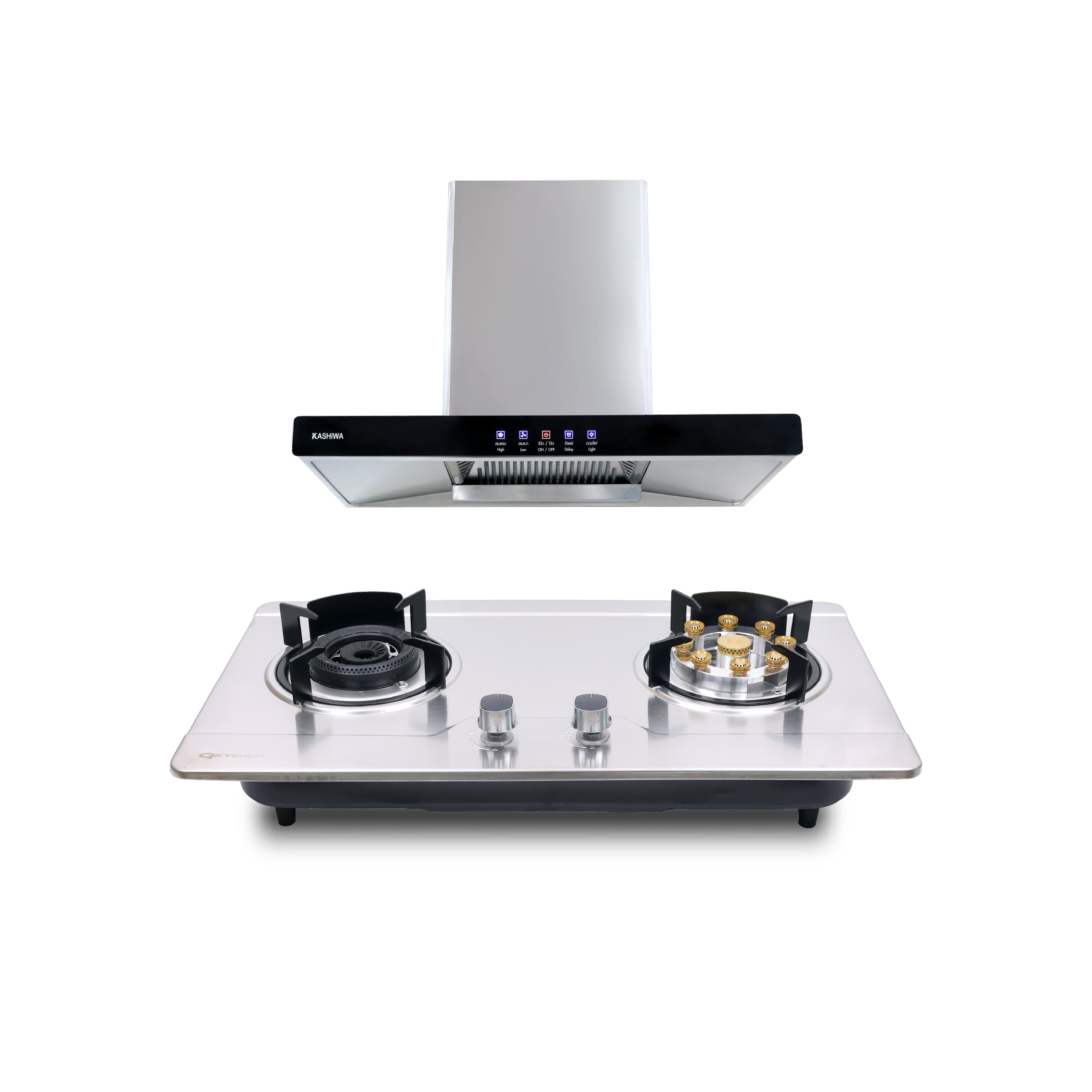 ชุดเซต เครื่องดูดควัน + เตาแก๊สฝัง 2 หัว KASHIWA PSD-203D + Q-5006 _0