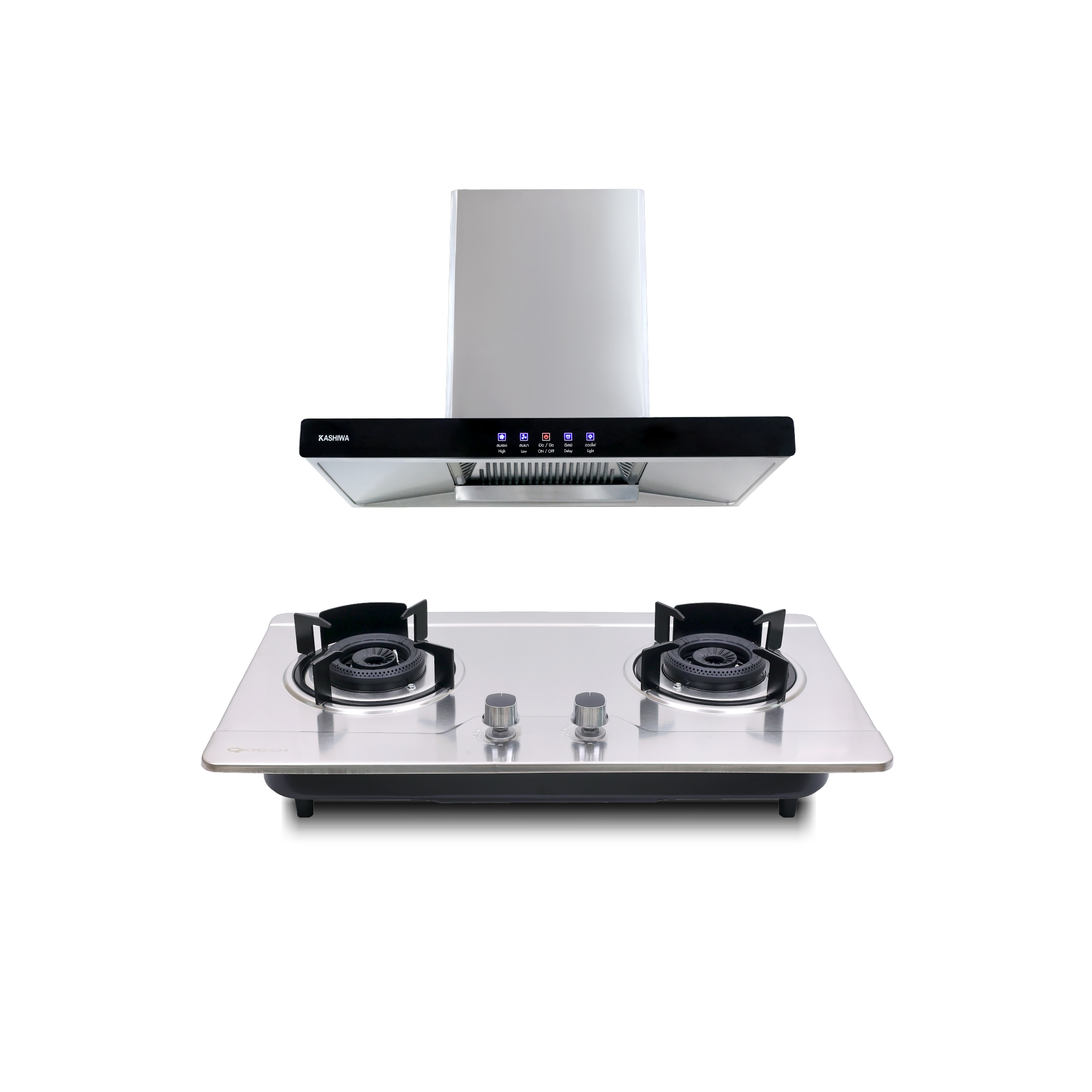 ชุดเซต เครื่องดูดควัน + เตาแก๊สฝัง 2 หัว KASHIWA PSD-203D + Q-5001_0