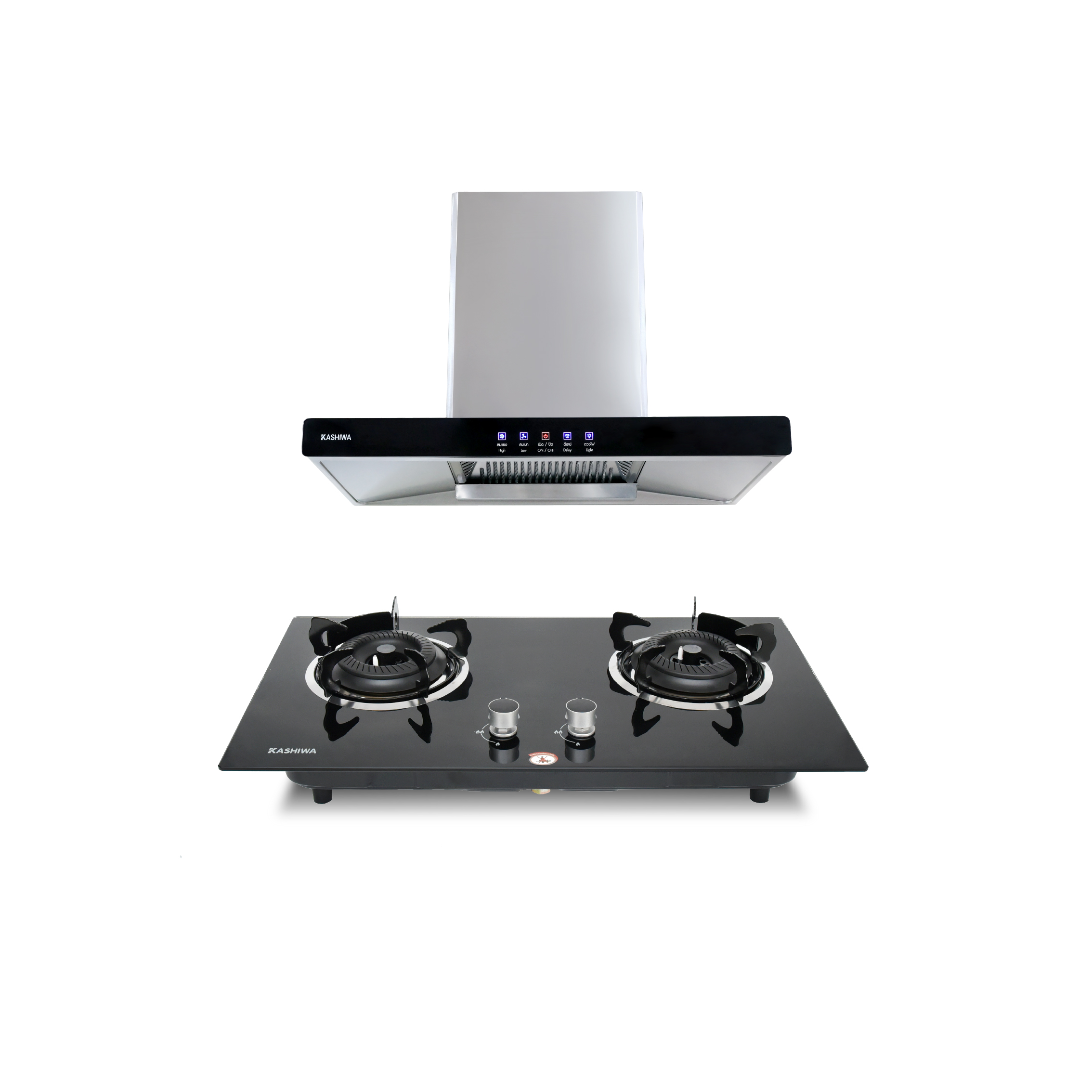 ชุดเซต เครื่องดูดควัน + เตาแก๊สฝัง 2 หัว KASHIWA PSD-203D + X-5000_0