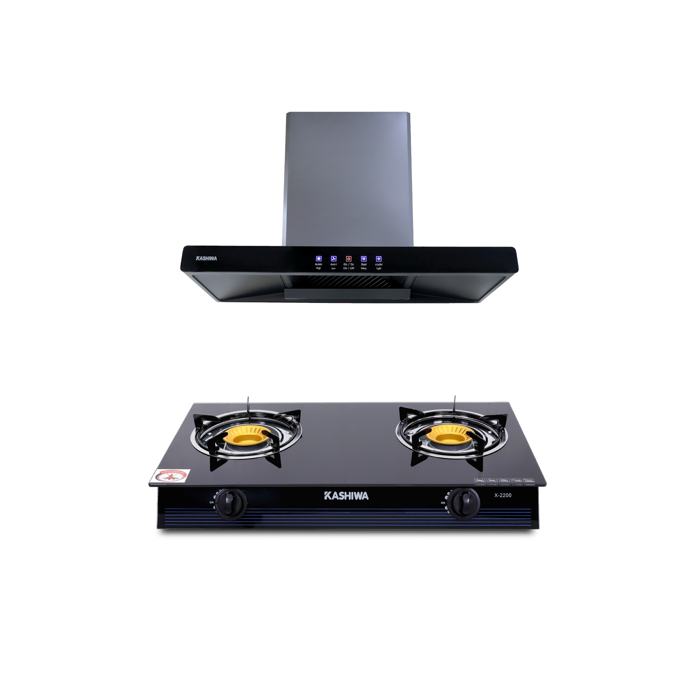 ชุดเซต เครื่องดูดควัน + เตาแก๊ส 2หัว KASHIWA PSD-204D + X-2200_0