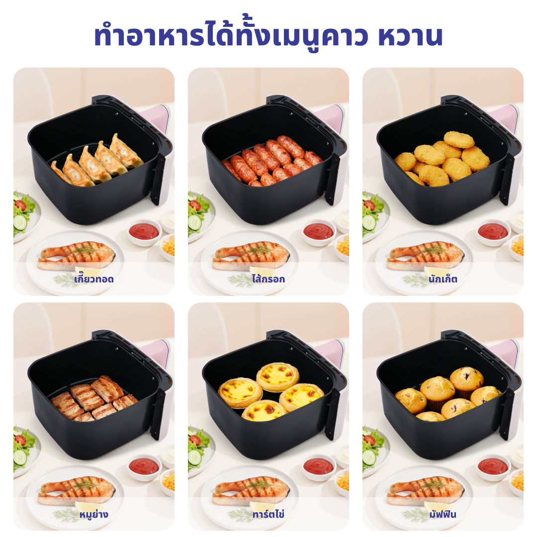 หม้อทอดไร้น้ำมัน KASHIWA รุ่น KW-820 ขนาด 4 ลิตร ลาย HELLO KITTY สีชมพู_7