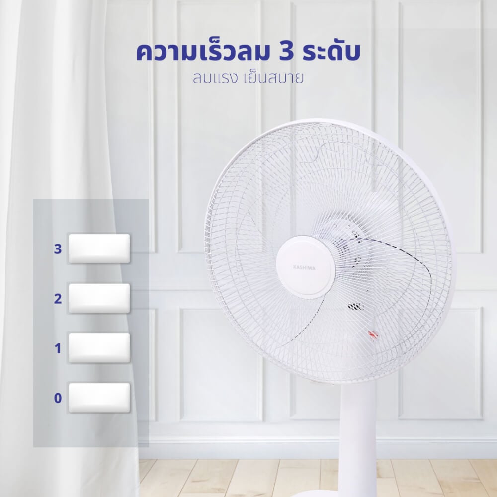 พัดลมตั้งพื้น KASHIWA รุ่น FS-2201 สีขาว