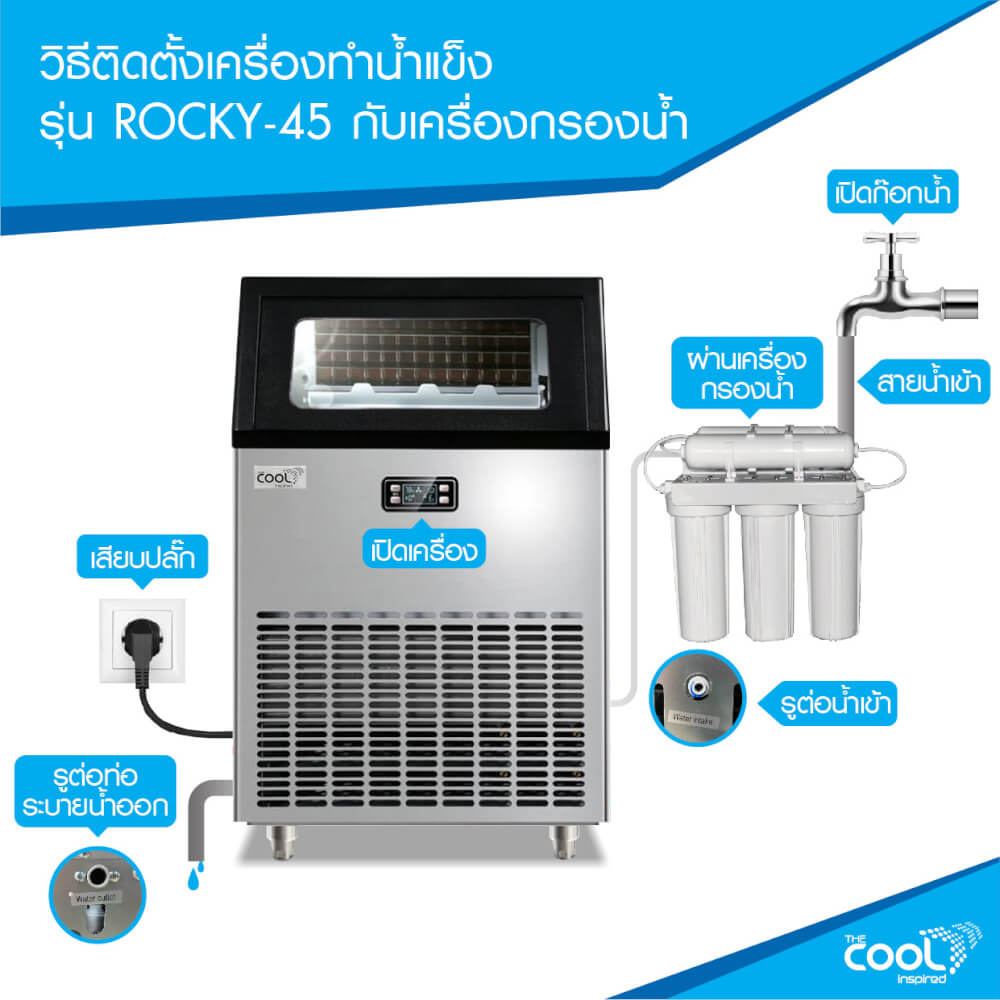 เครื่องทำน้ำแข็ง THE COOL รุ่น ROCKY- 45 ความจุ 15 ก.ก. สีเงิน/ดำ_9