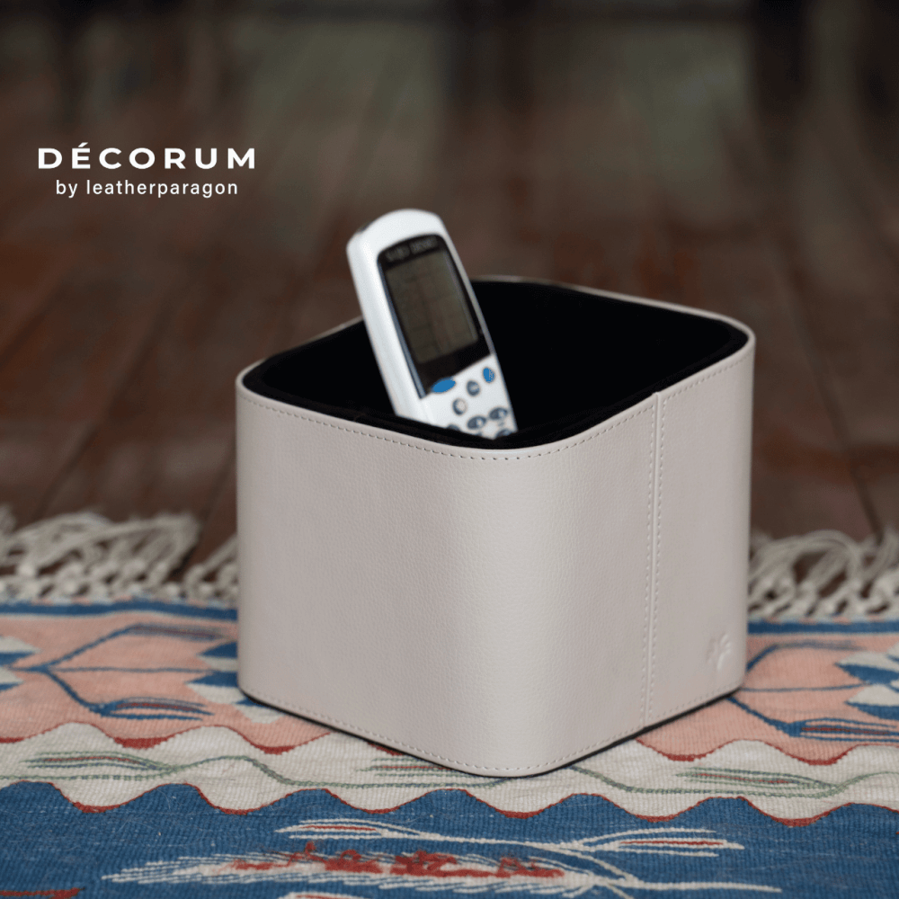 ที่วางรีโมตหนัง Decorum 18x18x14.5 cm สีครีม_1