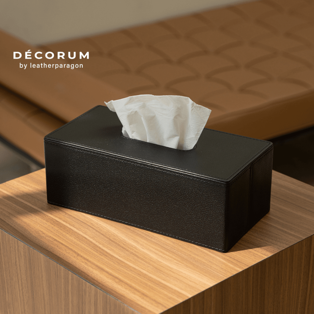 กล่องหนังใส่ทิชชู่ Decorum 28.5x14x10 cm สีดำ_1
