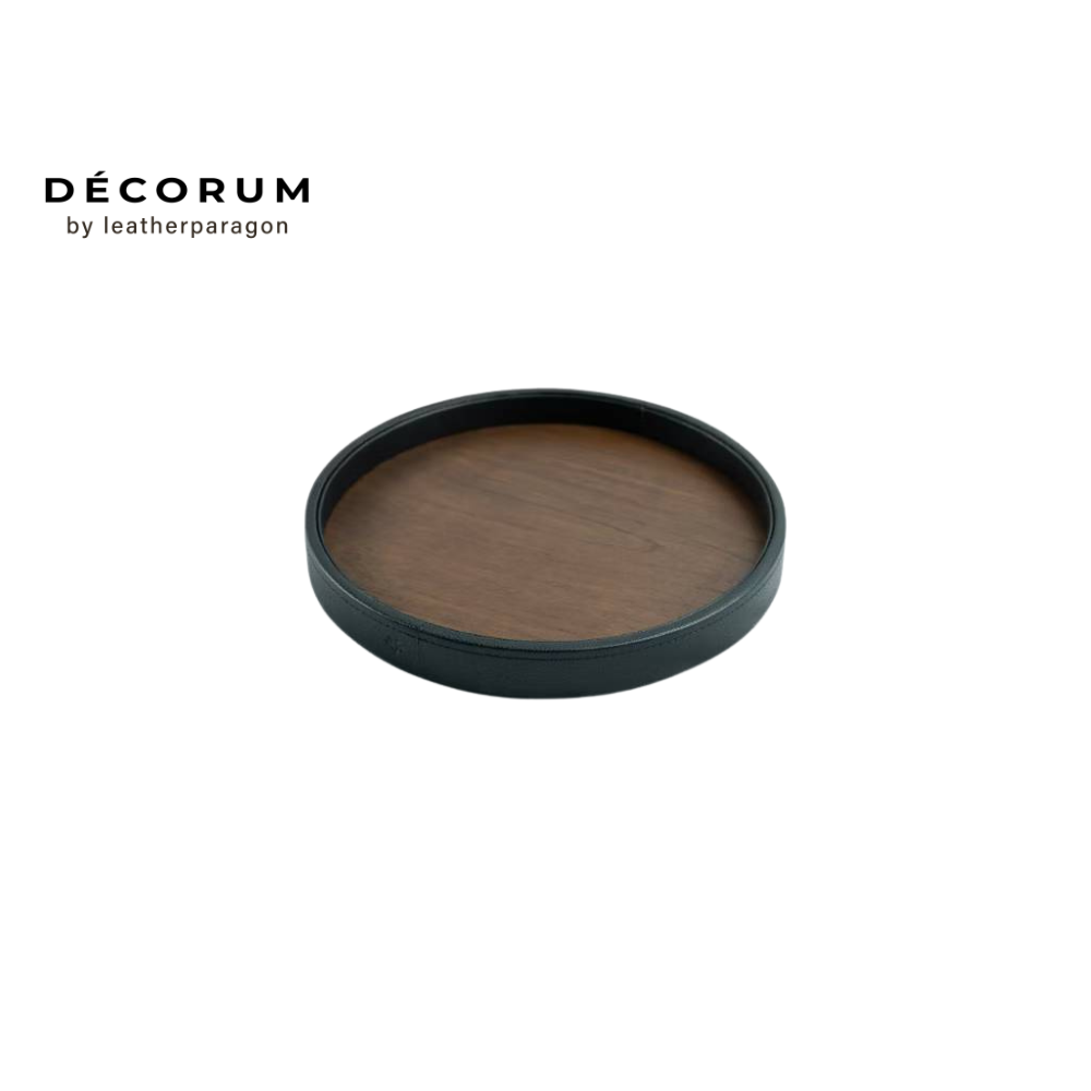 ถาดหนังกลมไม้ Decorum 31x31x2.5 cm สีดำ_0
