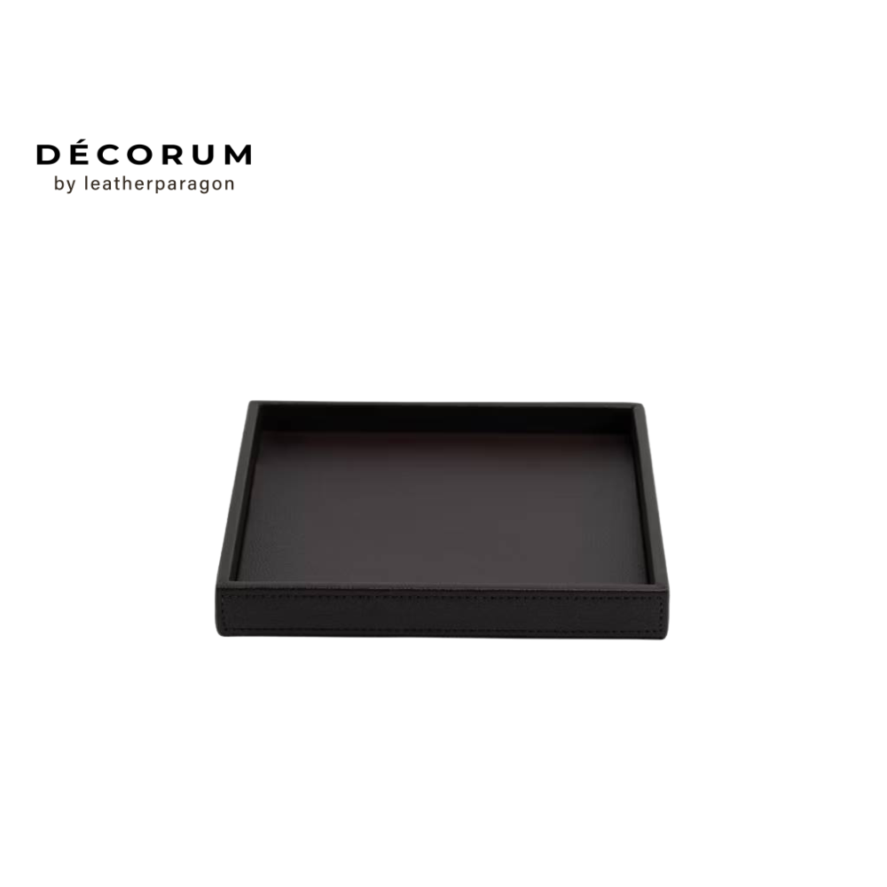 ถาดหนังสี่เหลี่ยม Decorum 24x24x3 cm สีน้ำตาล_0