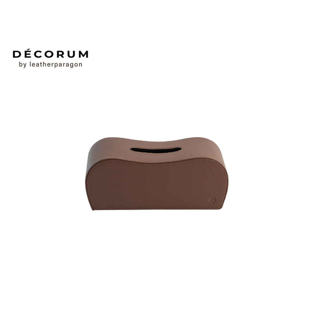กล่องหนังใส่ทิชชู่ กล่องหลังหยัก Decorum 26x12x13 cm สีแทน_0
