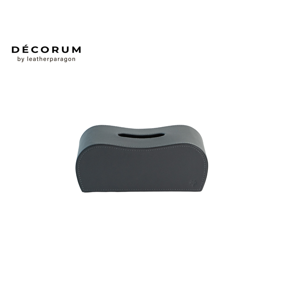 กล่องหนังใส่ทิชชู่ กล่องหลังหยัก Decorum 26x12x13 cm สีเทา_0