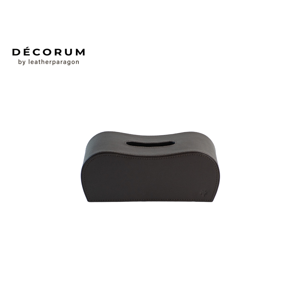 กล่องหนังใส่ทิชชู่ กล่องหลังหยัก Decorum 26x12x13 cm สีน้ำตาล_0