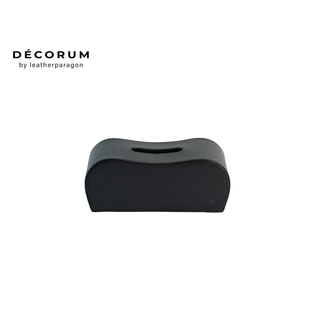 กล่องหนังใส่ทิชชู่ กล่องหลังหยัก Decorum 26x12x13 cm สีดำ_0