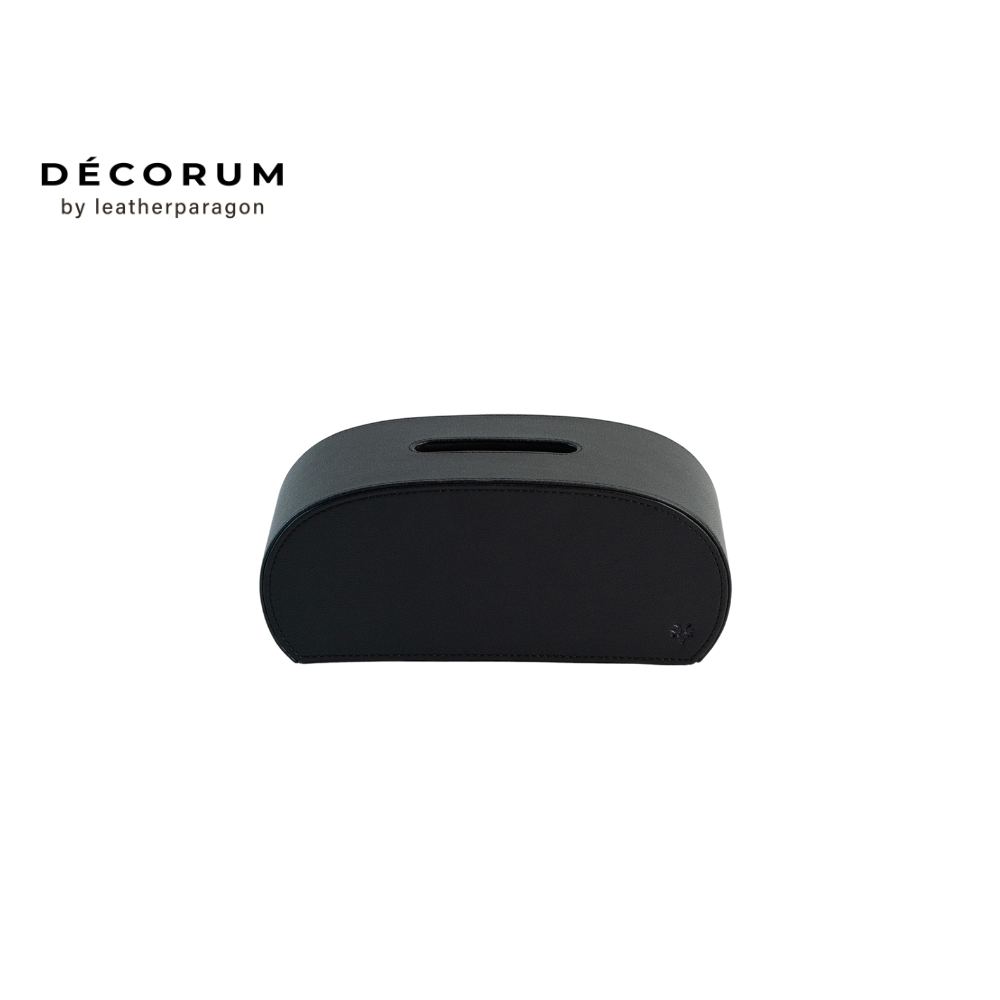 กล่องหนังใส่ทิชชู่ทรงโค้ง Decorum 26x12x13 cm สีดำ_0