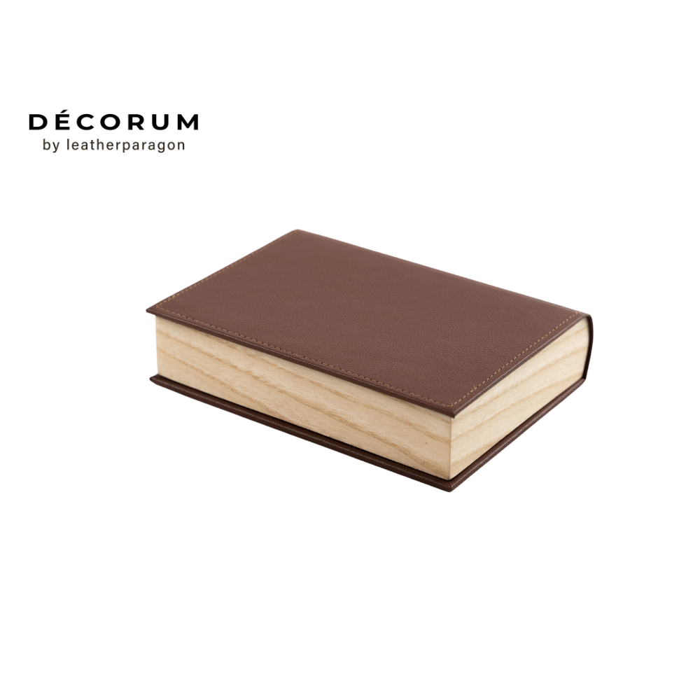 กล่องหนังเก็บของทรงหนังสือ Decorum 15x20x5.5 cm สีแทน_0