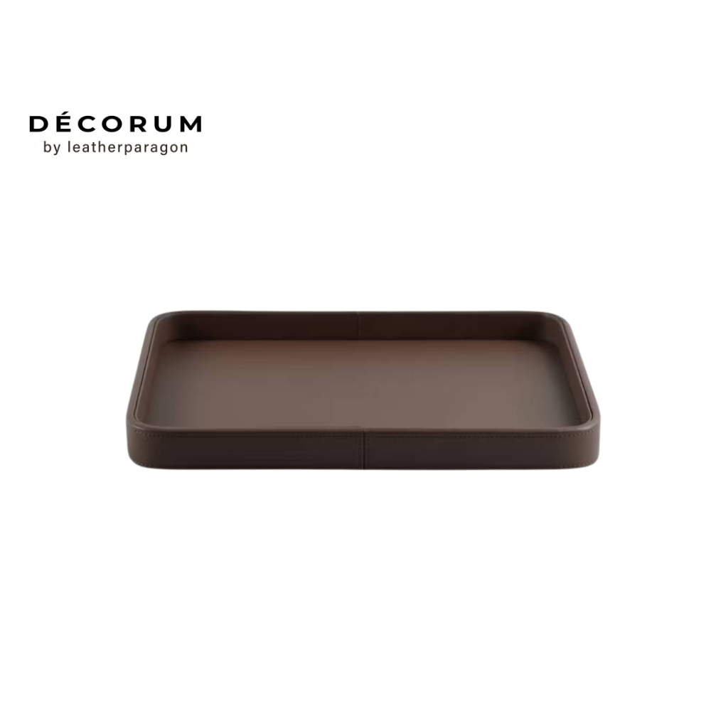 ถาดหนัง ใส่ของ เครื่องประดับ Decorum 43x35x4 cm สีแทน_0
