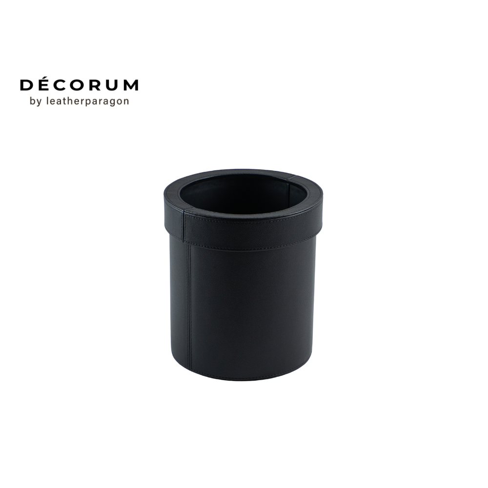 ถังผงกลมมีฝา Decorum 23x23x27.5 cm สีดำ_0