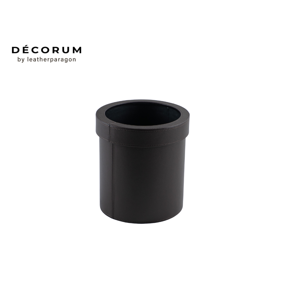 ถังผงกลมมีฝา Decorum 23x23x27.5 cm สีน้ำตาล_0