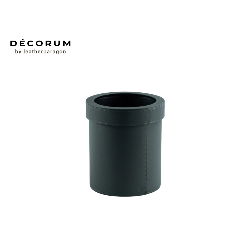 ถังผงกลมมีฝา Decorum 23x23x27.5 cm สีเทา_0
