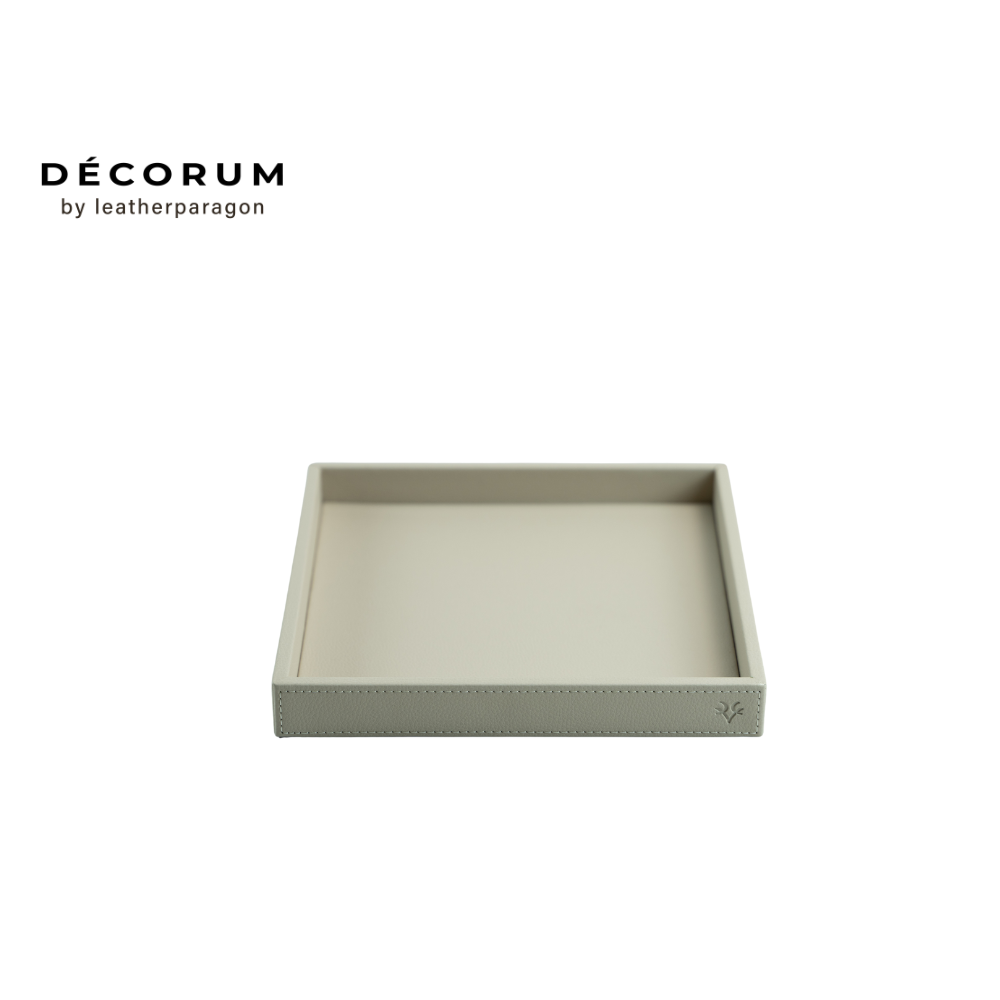 ถาดหนัง ใส่ของ Decorum 20x24x4 cm สีครีม_0