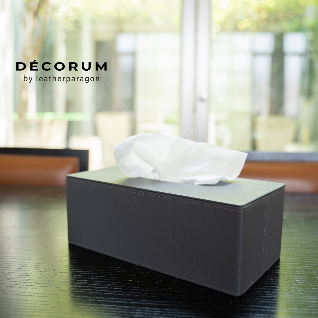 กล่องหนังใส่ทิชชู่ Decorum 28.5x14x10 cm สีเทา_1