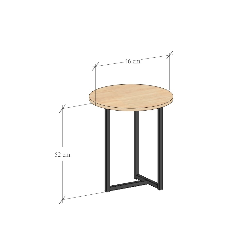 โต๊ะข้างไม้ยางพารา สไตล์ลอฟท์ Monster Steel รุ่น TWN006 ขนาด 46*46*52 cm._1