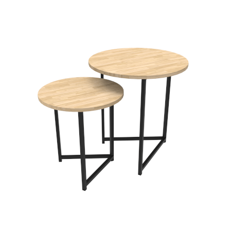 โต๊ะข้างแบบคู่ ไม้ยางพารา สไตล์ลอฟท์ Monster Steel รุ่น TSN008 ขนาด 50*50*55 cm._1