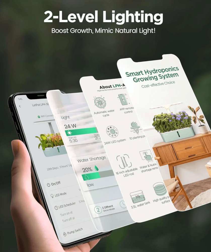 เครื่องปลูกระบบไฮโดรโปนิกส์อัตโนมัติ 10 ช่อง LetPot AIR (ควบคุมผ่าน smart mobile app)_7